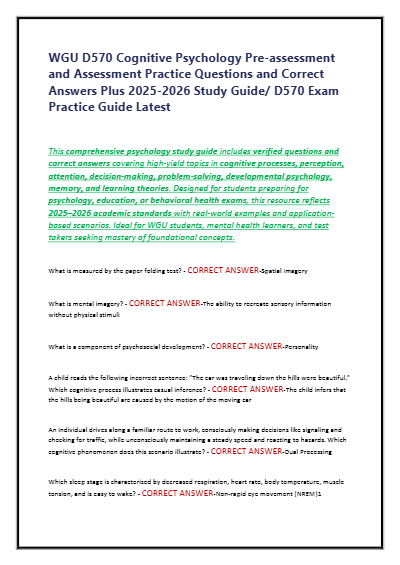 WGU D570 Cognitive Psychology - Study Document Thumbnail