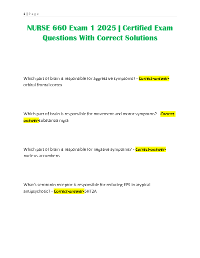 Nurs 660 Exam 1 (Schizophrenia) Q’s And A’s - Study Document Thumbnail