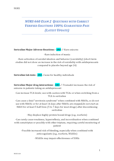 Nurs 660 exam 2 questions with correct verified solutions 100 - Study Document Thumbnail