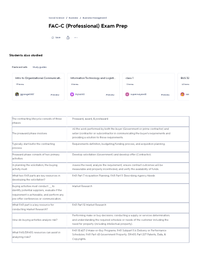 FAC-C PROFESSIONAL EXAM PREP QUESTIONS WITH CORRECT VERIFIED ANSWERS LATEST UPDATE (2025/2026) - Study Document Thumbnail