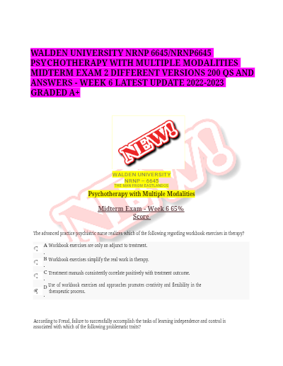 NRNP 6645 MIDTERM EXAM - Study Document Thumbnail