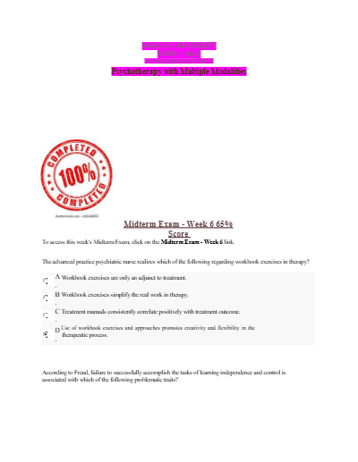 NRNP 6645 MIDTERM EXAM LATEST EXAM 2 LATEST VERSIONS 200 QUESTIONS AND CORRECT DETAILED ANSWERS WITH RATIONALES - Study Document Thumbnail