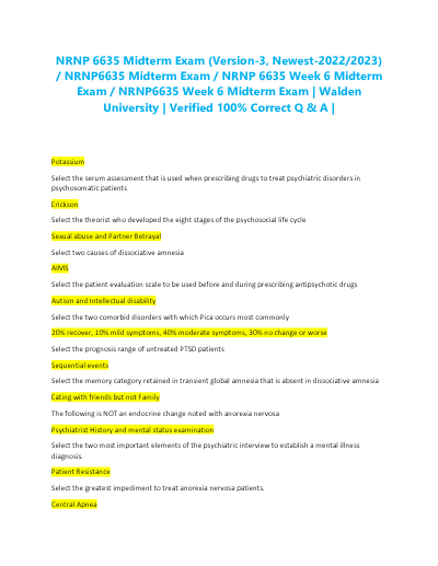 NURS 6635 Midterm Actual Exam 2025 - Study Document Thumbnail
