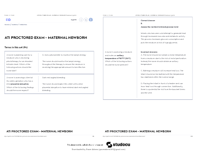 ATI MATERNAL-NEWBORN LATEST UPDATE 2023 100% GRADEDA+ - Study Document Thumbnail