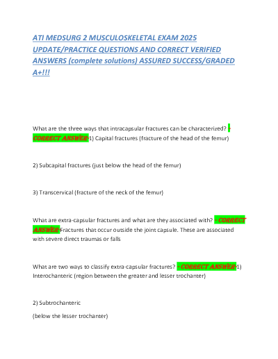 Medsurg 2 ATI Exam Questions & Answers 2024/2025 - Study Document Thumbnail