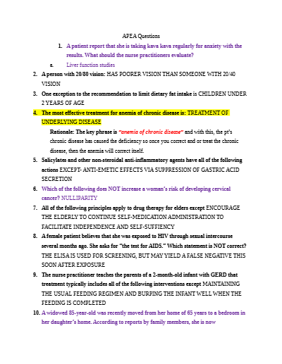 nr 603 week 4 apea predictor exam review questions answers - Study Document Thumbnail