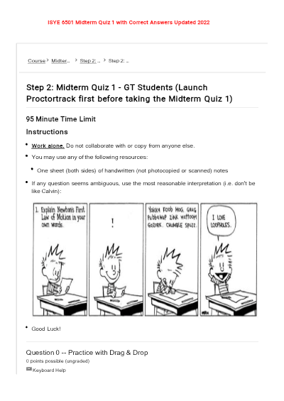 ISYE 6501 Midterm Quiz 1-with 100% verified answers-2022-2023 - Study Document Thumbnail