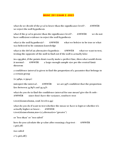 mgsc 291 exam 2 questions with 100% correct answers - Study Document Thumbnail