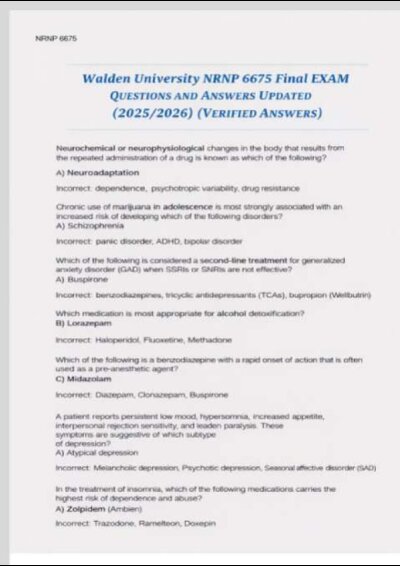 Walden NRNP 6675 Final Exam Solved 2026